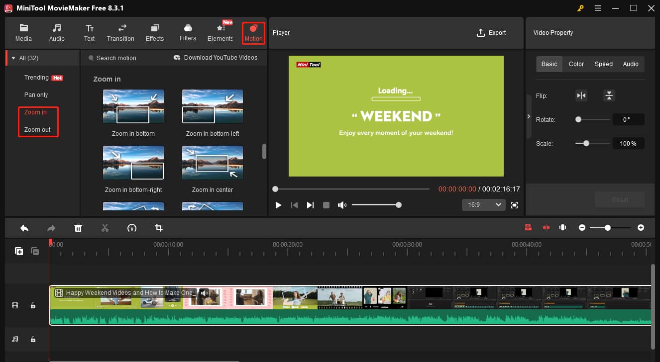 Der Bewegungseffekt von MiniTool MovieMaker
