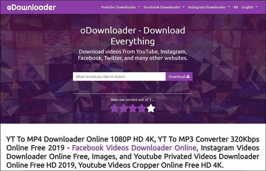 The main interface of oDownloader.