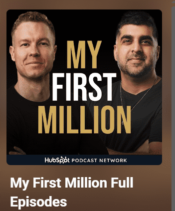 The cover of a YouTube business podcast, My First Million.