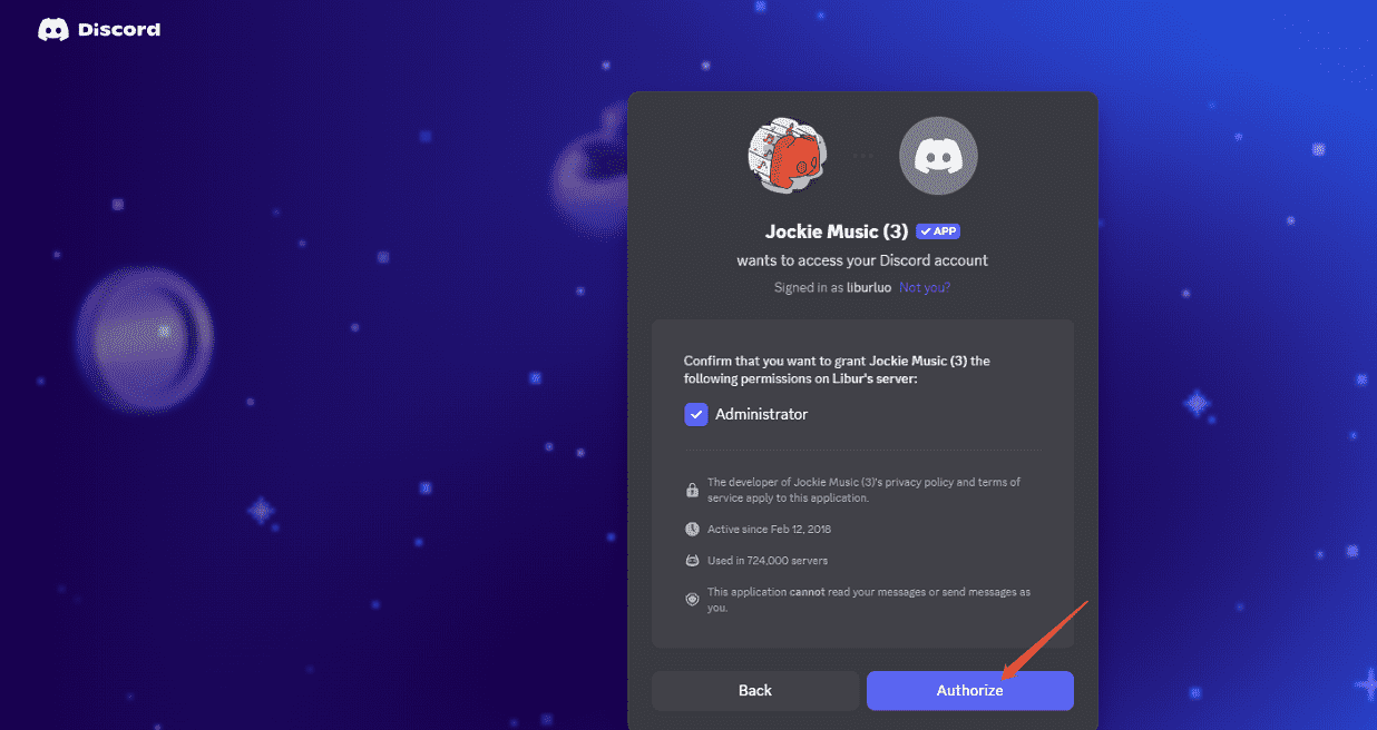 Jockie Music interface with Authorize button selected.