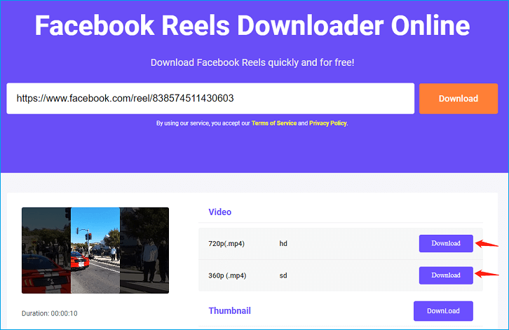 Auswahl der Option Download im Download-Bereich.