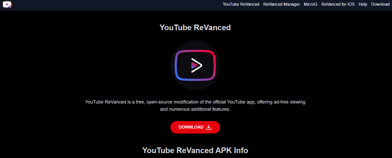 The main interface of YouTube ReVanced.