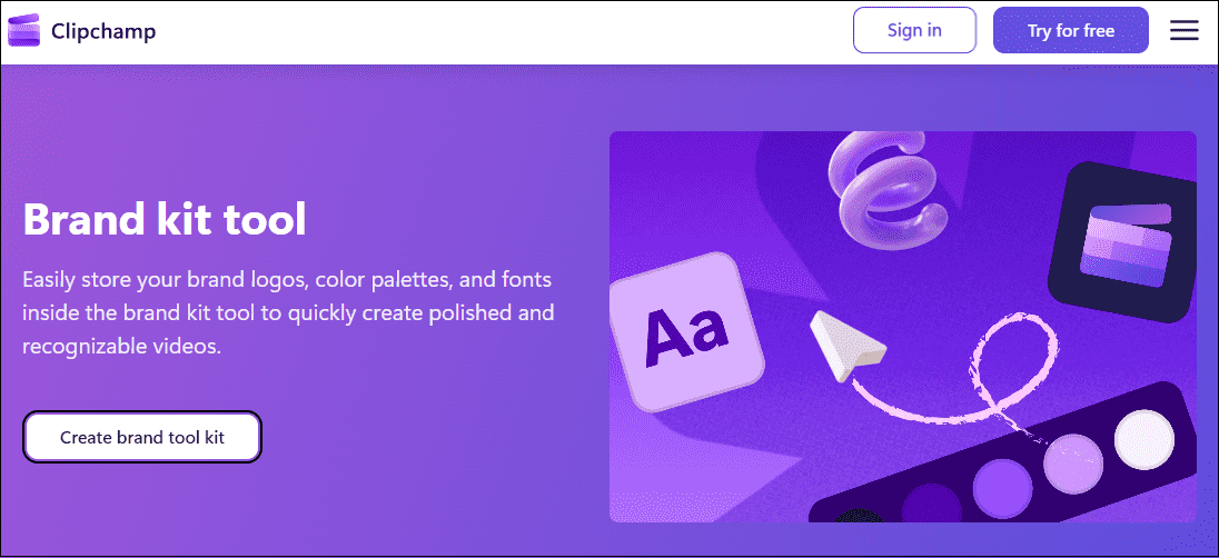 The brand kit interface of Clipchamp.