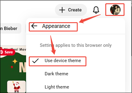Click on profile > Appearance > Use device theme in YouTube