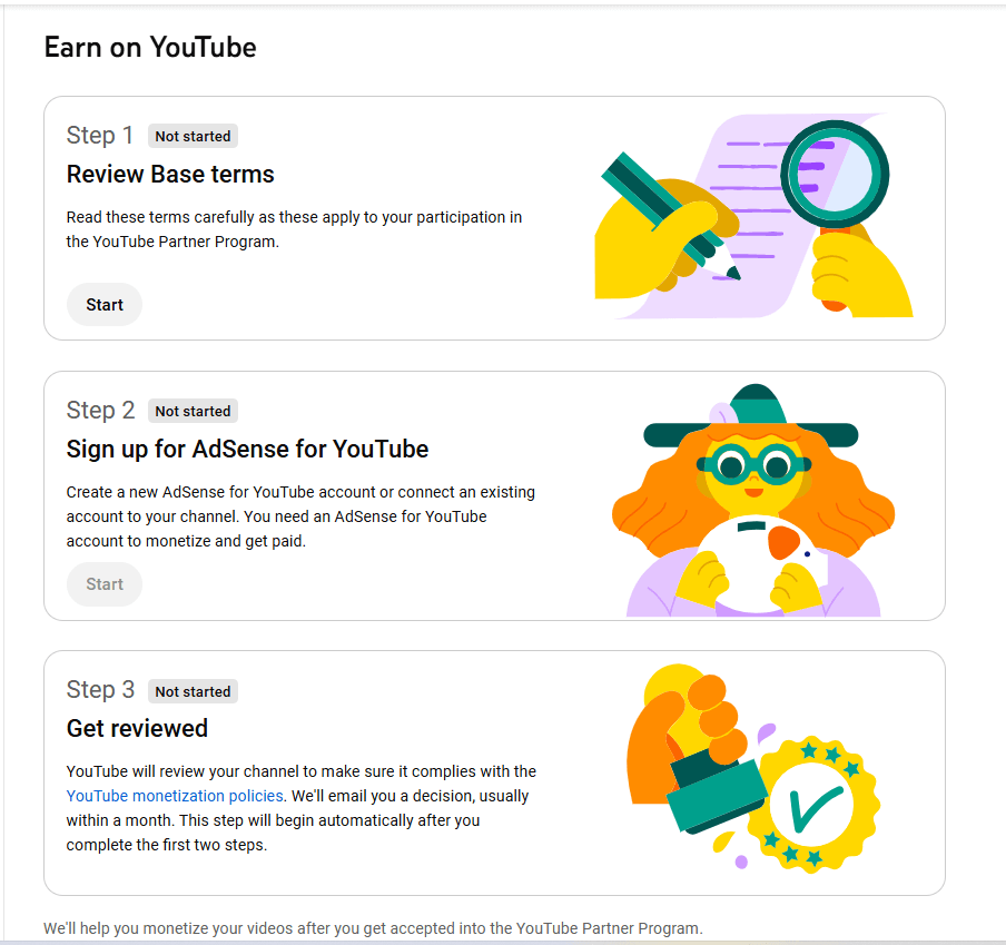 3 steps for joining YouTube Partner Program.