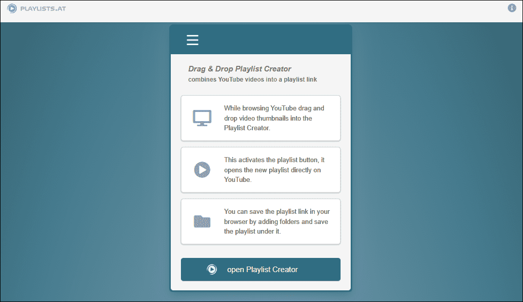 The main interface of Playlists.at.