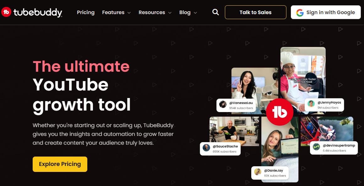 The main interface of TubeBuddy.