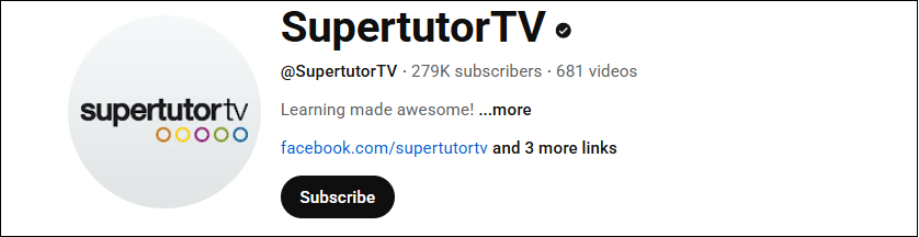 The channel interface of SupertutorTV.