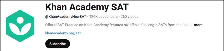 The channel interface of Khan Academy SAT.