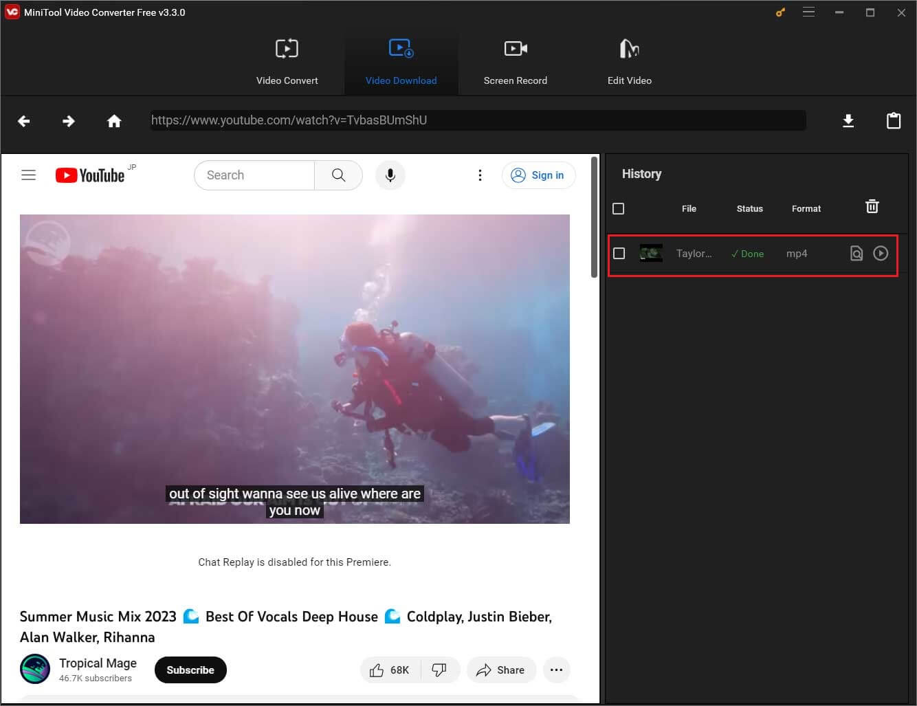 El video se ha descargado correctamente.