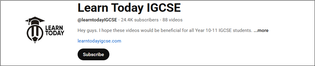 The channel interface of Learn Today IGCSE.