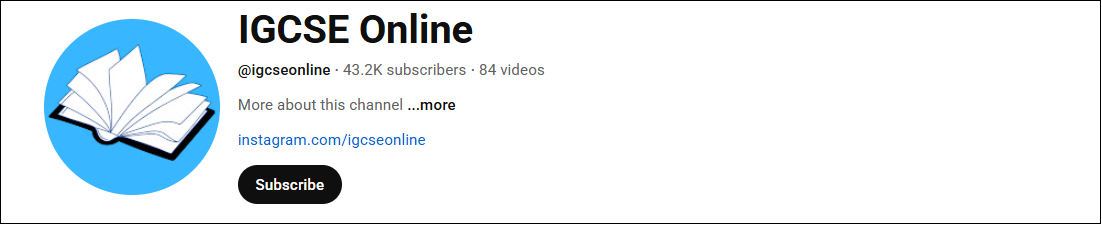 The channel interface of IGCSE Online.