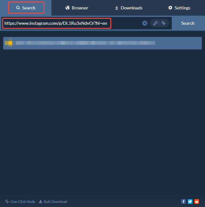 動画リンクをSnapDownloaderのSearchバーに貼り付ける画面