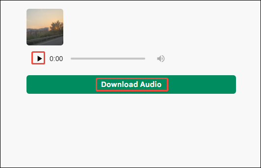 「Download Audio」をクリックしている画面