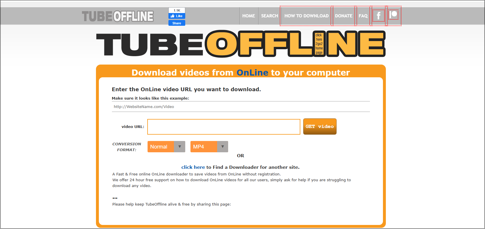 The main interface of TubeOffline.