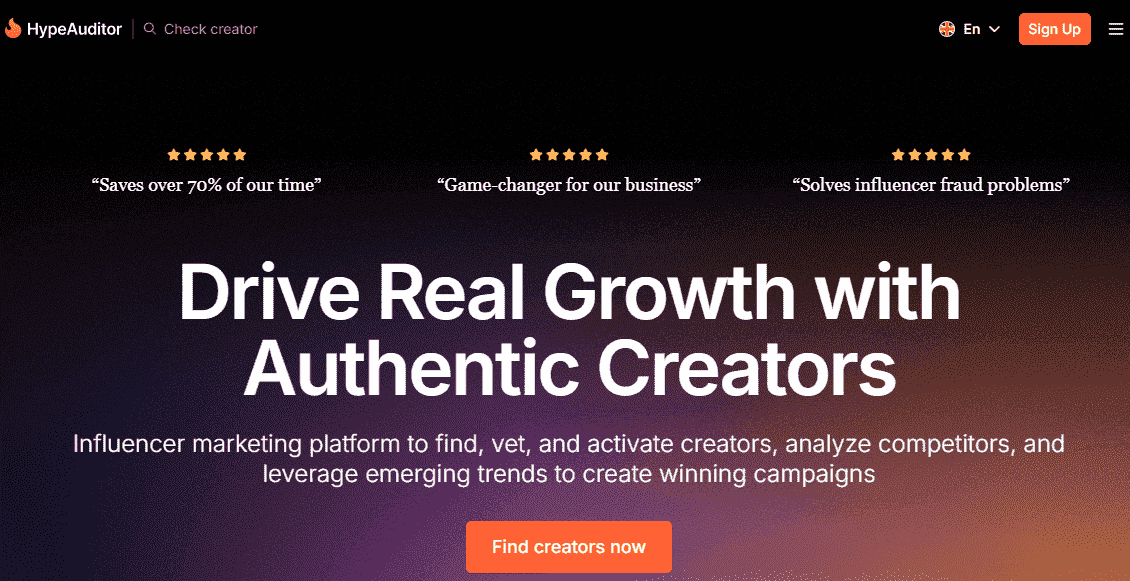 The main interface of HypeAuditor.