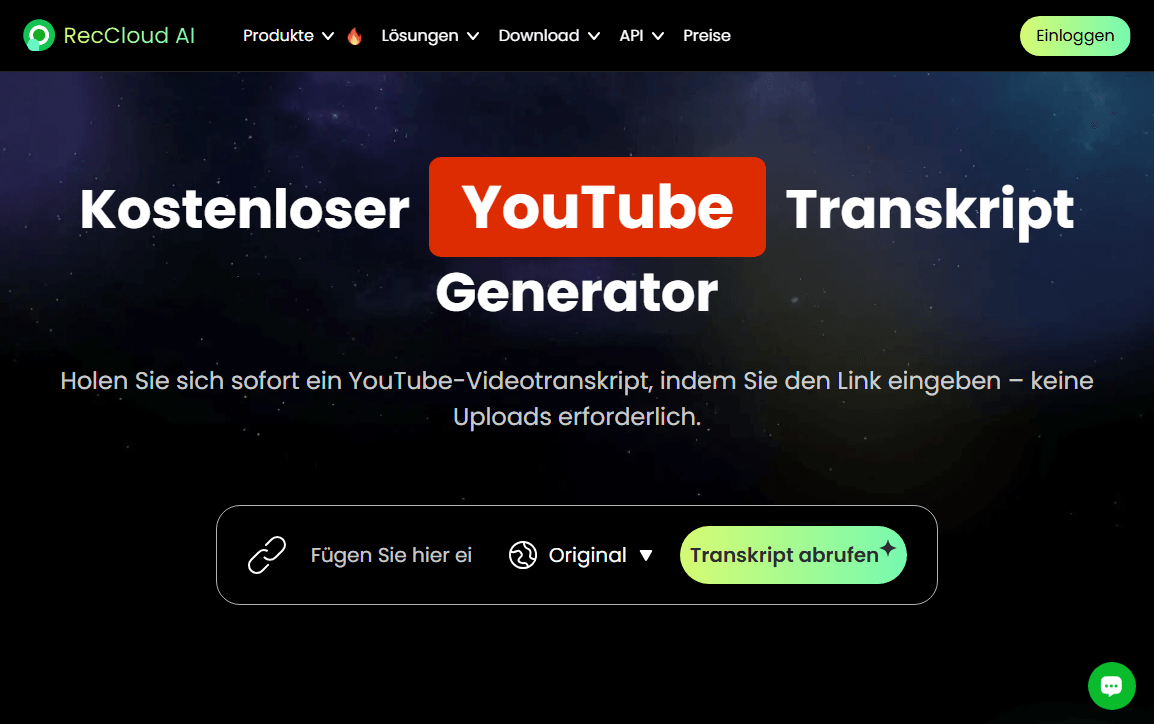 Die Oberfläche von RecCloud AI