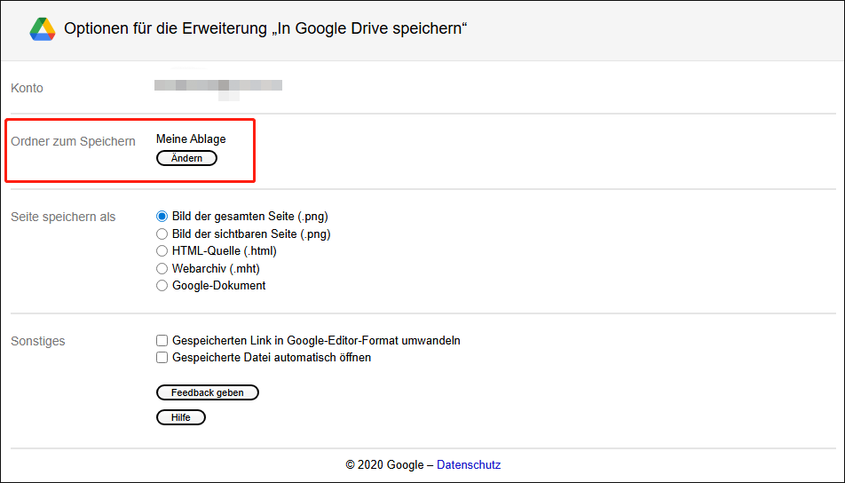 Auf Ändern klicken.