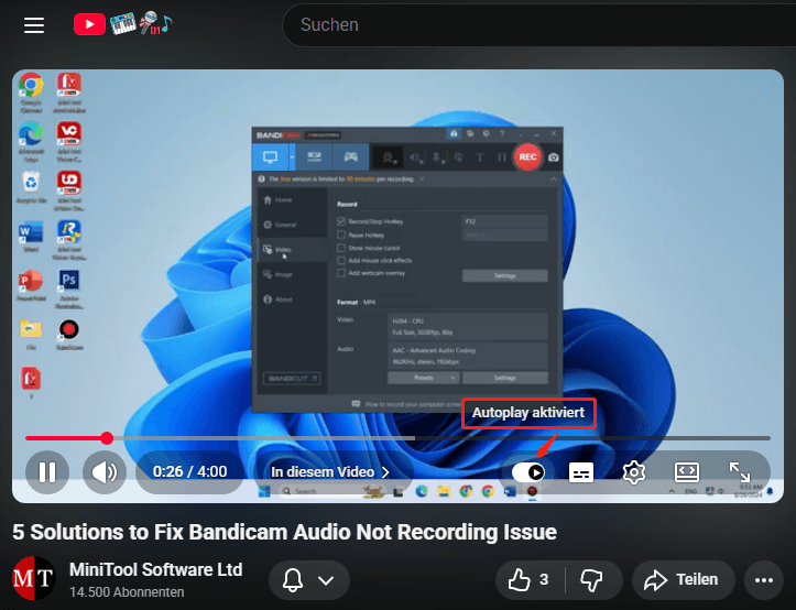 Autoplay ist eingeschaltet.