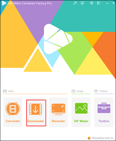 Cliquez sur Téléchargeur pour accéder à l'interface de téléchargement de HD Video Converter Factory Pro.