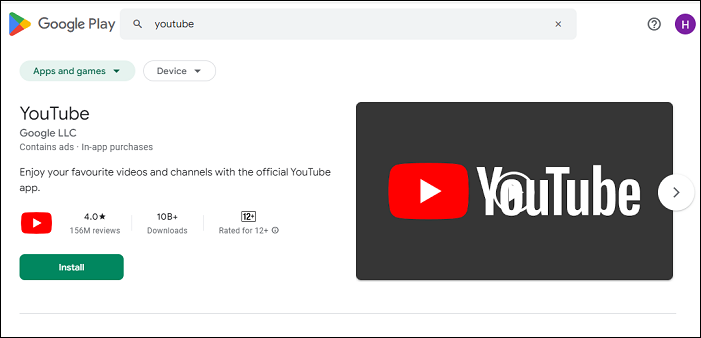 Installer YouTube sur Chromebook.