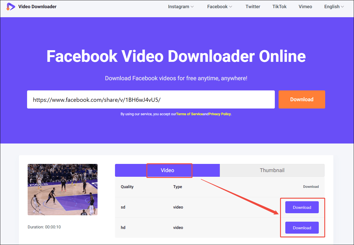 Viddown.net interface that shows how to specify the output format and start the download.