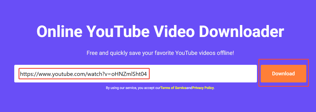 viddown.net mit eingefügter URL und ausgewählter Download-Schaltfläche.