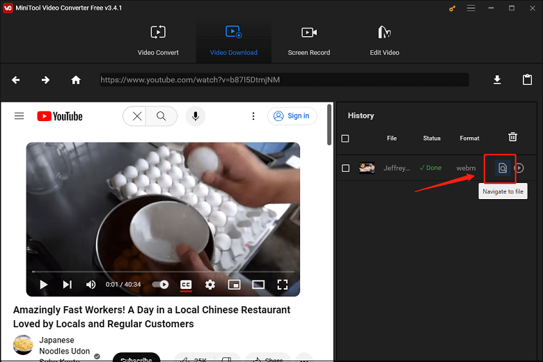 click Navigate to file