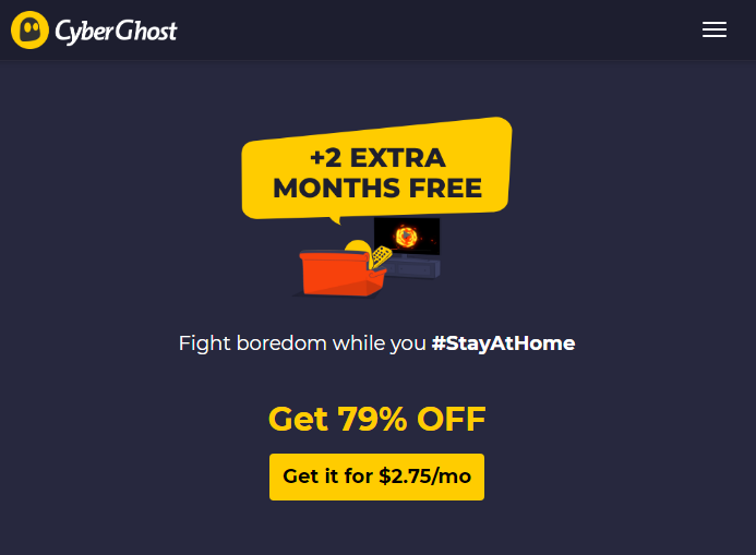 The interface of CyberGhost.