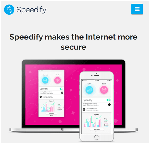 The interface of Speedify.