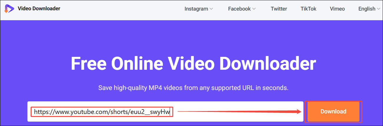 Viddown.net interface with the Download option selected to analyze the YouTube video link.