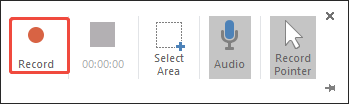 PowerPoint option menu with the Record option selected to begin the recording process.