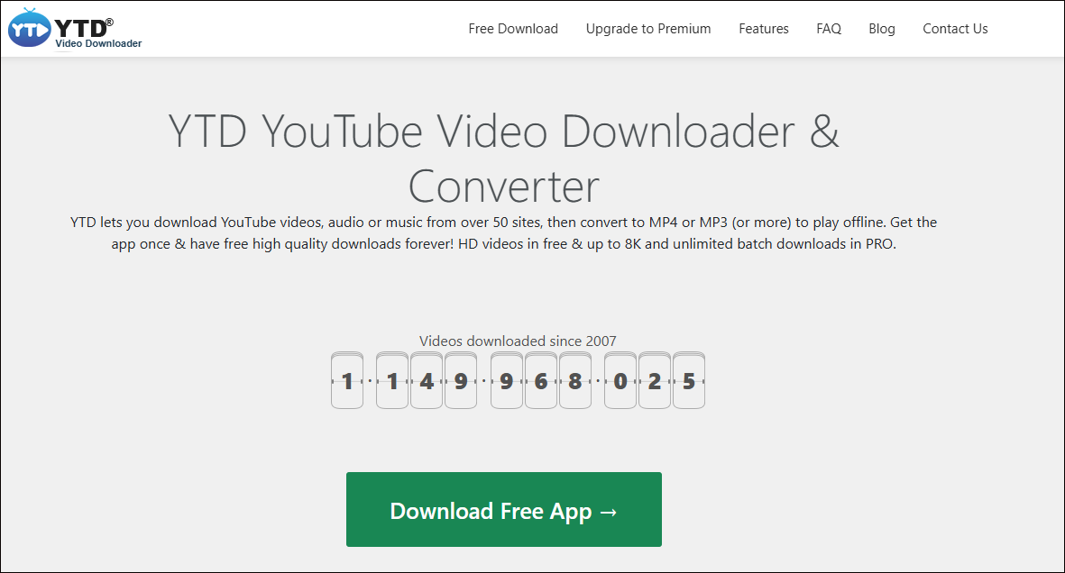 The download interface YTD YouTube Video Downloader.