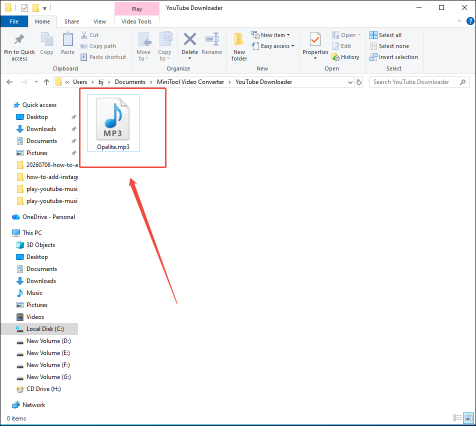 The File Explorer interface with the downloaded file located.