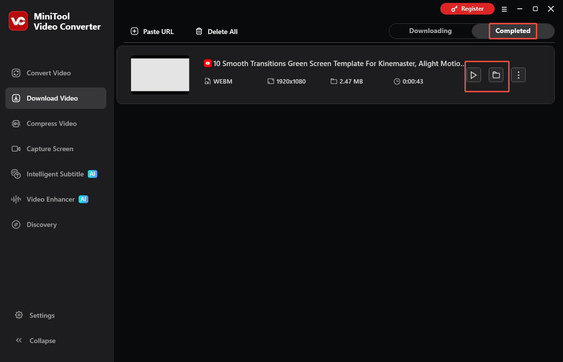 MiniTool Video Converter interface that shows how to view and locate the output video.