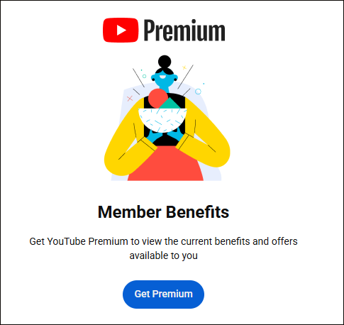 The interface of YouTube Premium subscription.