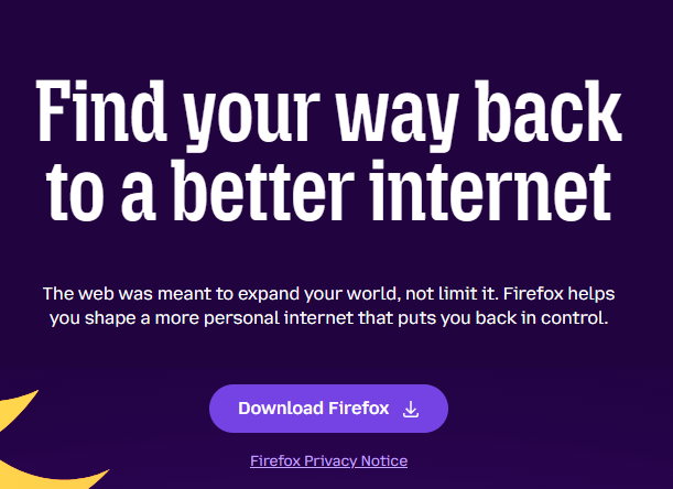 The interface of download Firefox.