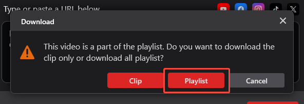 The Download Video interface of MiniTool Video Converter with the Playlist option selected.