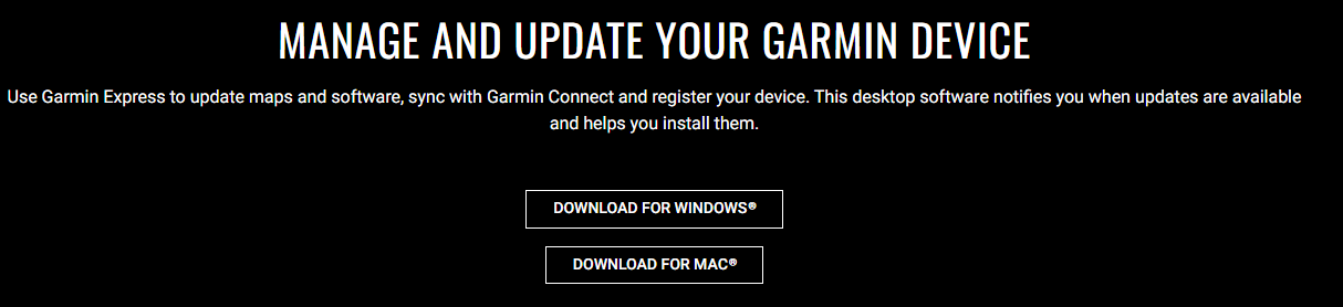 The download interface of Garmin Express.