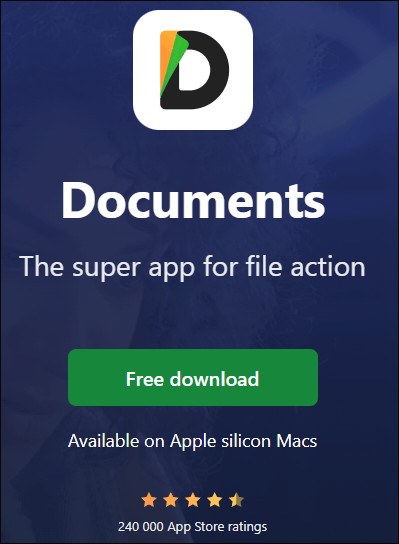 The download interface of Documents.