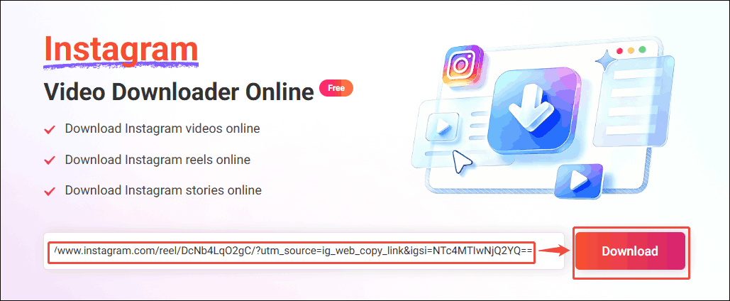 Online Video Downloader interface with output format and the Download MP4 option selected.