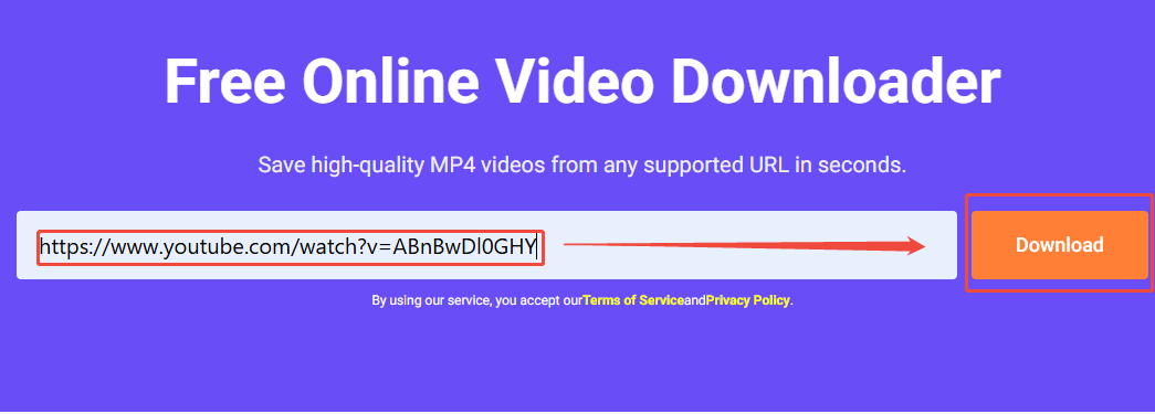 viddown.net interface showing how to analyze the YouTube video link.
