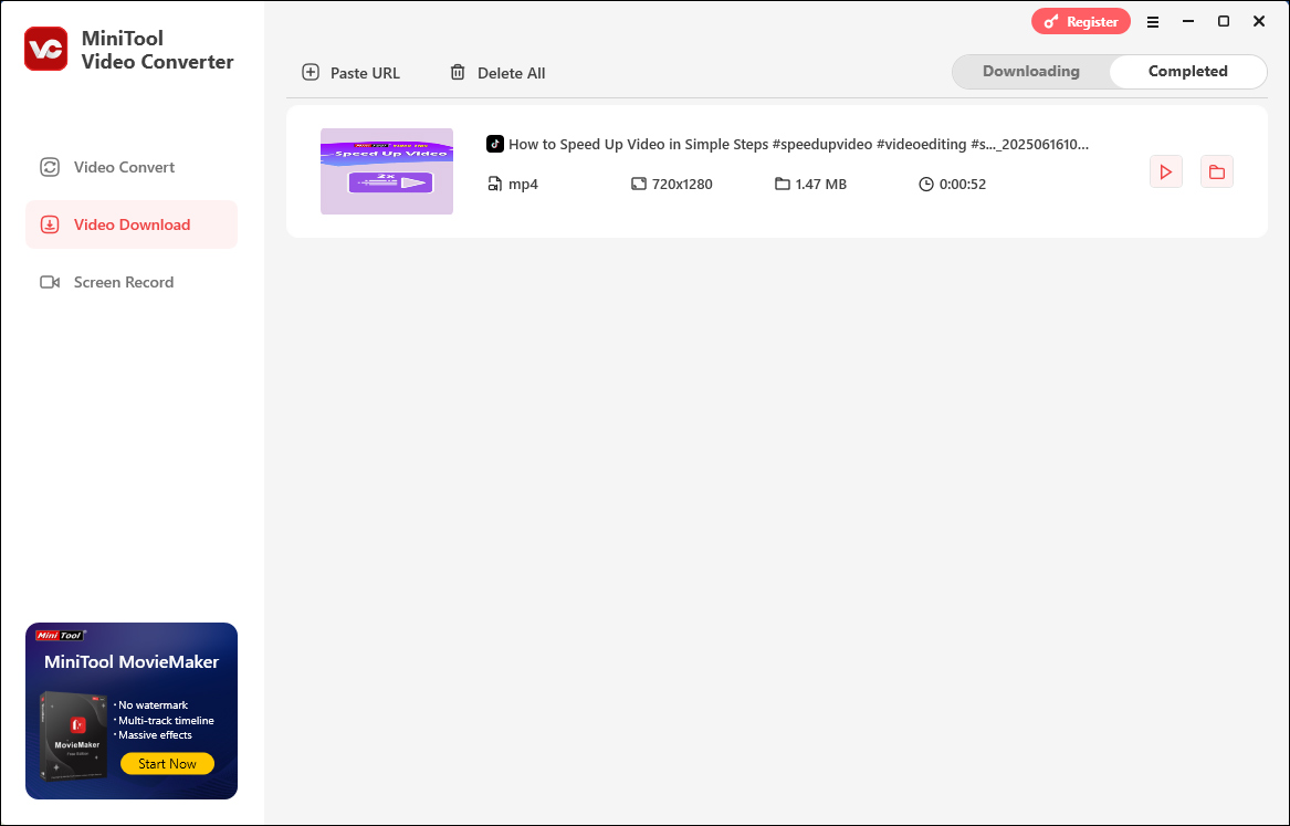 Choose the TikTok video format and resolution in MiniTool Video Converter