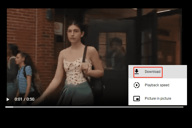 Online Video Downloader video playback interface with the Download option selected under the more options section.