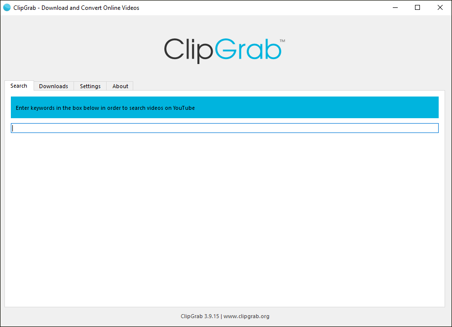 The main interface of ClipGrab.