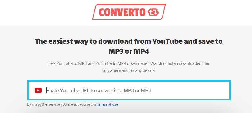 Converto convertit YouTube en MP4