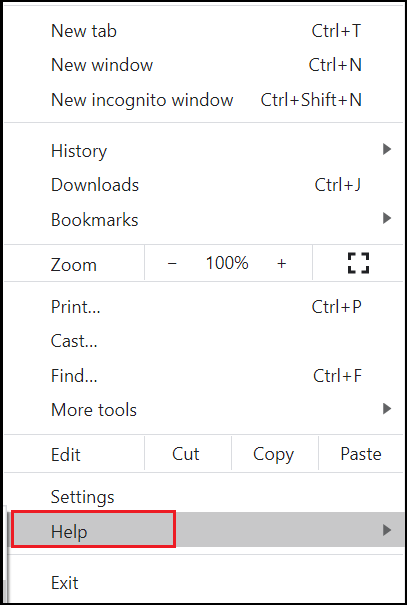 click Help on the menu