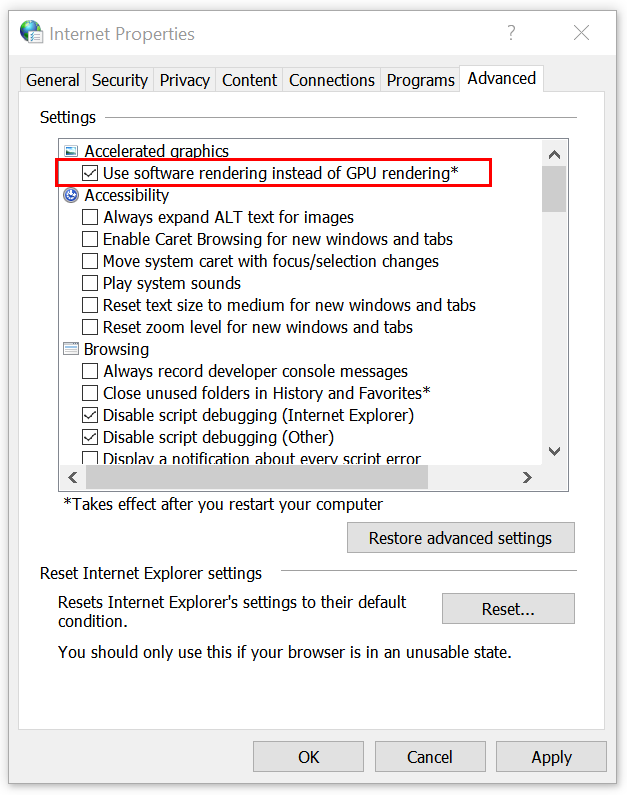 check Use software rendering instead of GPU rendering