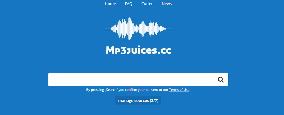 Die Hauptseite von MP3 Juices