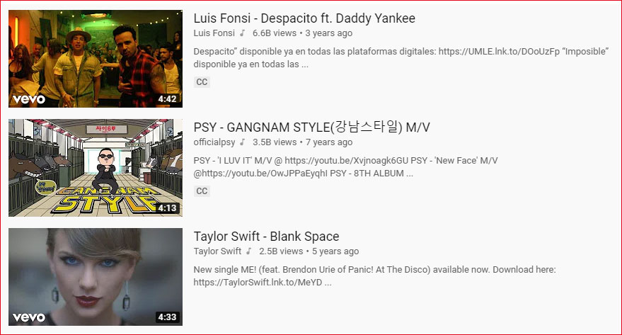 top 3 YouTube videos